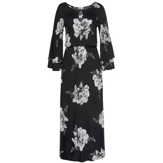 LASCANA Maxikleid Blumenprint Schwarz/Weiß 36