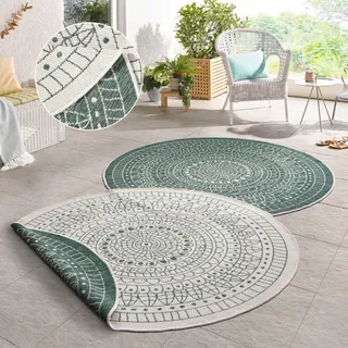 HANSE HOME Porto Wendeteppich", grün, H:5mm ⌀100cm Kunstfaser, Teppiche, Teppich, Wetterfest, Balkon, Garten, Wohnzimmer, Wasserfest