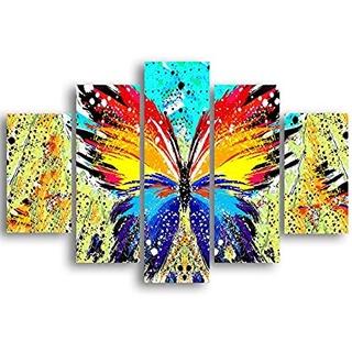 Homemania Wandbild, Schmetterlinge, 5 Tiere pro Wohnzimmer, mehrfarbig, 95 x 0,3 x 60 cm, -HM205MDF030, MDF