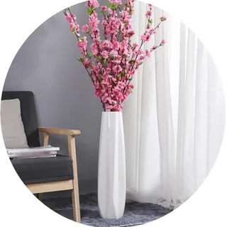 Große Bodenvase, weiße Keramikvase, handgefertigt, anspruchsvolles Gefäß für dekorative Zweige und getrocknete Blumen (Color : Weiß, S : 30cm)