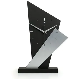 Kreative Feder Standuhr Designer-Standuhr „Square“ aus Holz - schwarze Tisch-Uhr ohne Ticken, Tisch-Standuhr aus MDF in modernem Look mit exklusiver Applikation schwarz