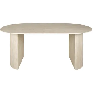 Esstisch Traonira Keramik Travertin-Optik, modern oval, Beige, für 6–8 Personen