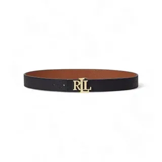 Lauren Ralph Lauren für Damen. 412912039001 Beidseitig tragbarer Gürtel aus schwarzem genarbtem Leder (XS), Braun, Lässig
