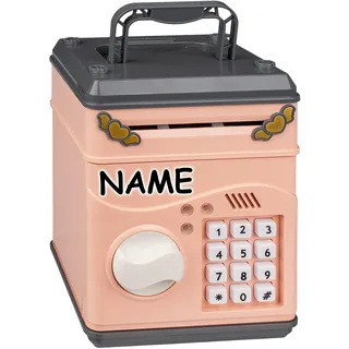 alles-meine.de GmbH elektronische Spardose - mit Zahlenkombination/Passwort + Sound + Licht - incl. Name - digitaler Tresor Sparschwein für Kinder Erwachsene Eimer Familienka..