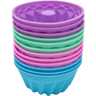 LuxusKollektion Gugelhupfform Gugelhupfform Silikon Mini 12er Muffinförmchen 8cm Pink-12set-l bunt
