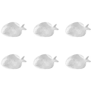 Pasabahce 6 x Fischteller/Fischservierplatte Glas Größe 19,5x15cm