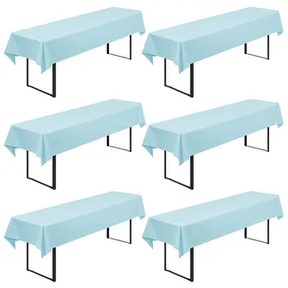 6 Stück Biertisch Tischdecke Universal für 50cm u.70cm Biertische Hussen für Biertisch, Biertischhussen Blickdichte Biertisch-Husse Bierzeltgarnitur Waschbar Biertischdecke 100x250cm(Hellblau)