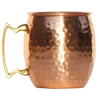 SouvNear Moscow Mule Becher, 100% reines Kupfer, handgefertigt, gehämmert, 473 ml, mit Messinggriff, Beste Tasse für Pantoletten, Getränke, eiskaltes Bier
