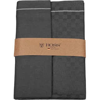 Ross 2er Pack Zwirn Halbleinen Geschirrtücher Karofond 50x70 cm | anthrazit - grau
