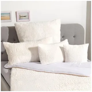 TRAUMSCHLAF Kunstfaserkopfkissen Teddy Flausch, Füllung: Bezug: 100% Polyester, Füllung: 100% Polyester, Bezug: Bezug: 100% Polyester, Füllung: 100% Polyester weiß 40 cm x 40 cm