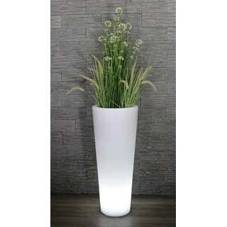 Arnusa Blumentopf Moderner LED Blumenkübel XL 90 cm rund beleuchtet PL404S, mit Akku Modus kabellos einsetzbar Indoor Outdoor weiß