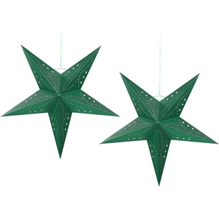 Beliani, Deko Objekt, Weihnachtsdeko LED smaragdgrün Sternform mit Glitzer 60 cm 2er Set MOTTI