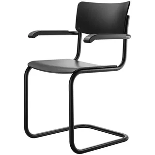 THONET S 43 F Freischwinger mit Armlehnen Buche schwarz gebeizt