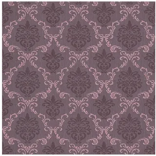 Profhome Textiloptik Tapete Barock 0,53 m x 10 m 5,33 m2 Violett 956295-GU