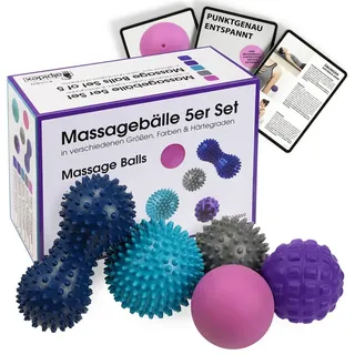 Alpidex 5 Massagebälle inkl. E-Book verschiedene Härtegrade Faszienball | Lacrosseball, Triggerball, Peanutball, Fußmassage, Reflexzonen, Verspannungen, Plantarfasziitis, Rücken, Füße, phthalatfrei