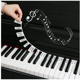 NUODWELL Aufkleber Farbe Kieselgel Entfernbar Klavier Keyboard für 88/61 Tasten Tastatur schwarz 61 cm