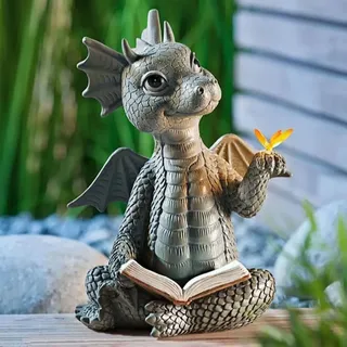 Drachen-Skulptur für Garten- und Innendekoration - Braun