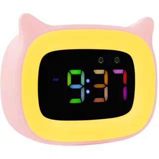 Seutgjie Digitaler Kinderwecker mit Nachtlicht, Lichtwecker für Mädchen Jungen Teenager Einschulung Schulanfang Geschenke 18 Klingeltöne Dual Alarms Snooze Modi 12/24 Stunden Rosa