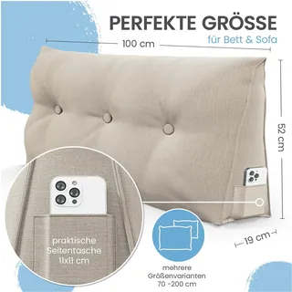 eloneo Rückenkissen Bett- und Rückenstützkissen >Sand< 100cm