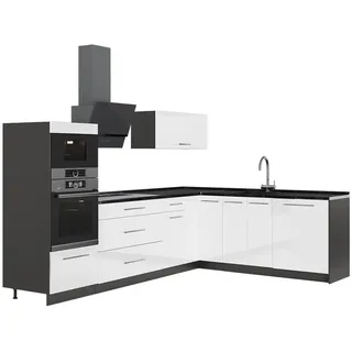 Vicco Winkelküche L-Form 287 x 153,6 cm Weiß Hochglanz/Anthrazit