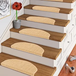 Snapstyle Natur Sisal Stufenmatte Halbrund Einfarbig, Größe/Ausführung/Menge:24x65 cm (halbrund) 1 Stck., Farbe:Nuss