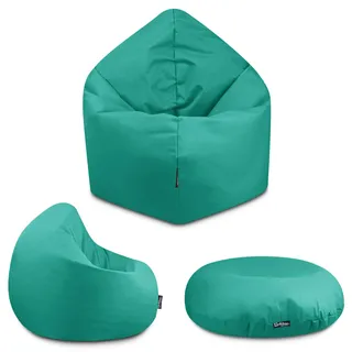 BuBiBag - 2in1 Sitzsack Bodenkissen - Outdoor Sitzsäcke Indoor Beanbag in 32 Farben und 4 Größen - Sitzkissen für Kinder und Erwachsene (Türkis-125 cm)