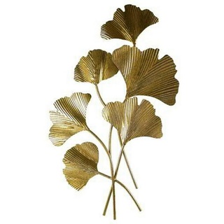 Florissima Wanddekoobjekt Wanddeko Metall 36x75cm Ginkgo Blätter gold Wandornament