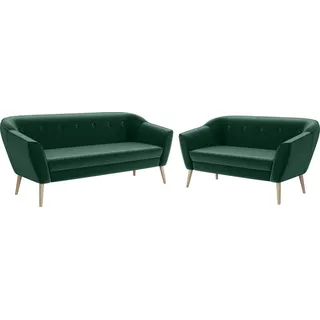 MEBLINI Mini Sofa Set 3-2 für Wohnzimmer - Mini Lounge für fünf Personen - Küchensofa - Sofa Klein - Sitzgarnitur - Polstergarnitur - Sofagarni... - Grün