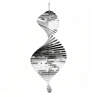 Zhcwldmi Edelstahl Windspiel Hängend, 3D Helix Windspinner für Draußen, Kinetische Windmühle für Garten Balkon Outdoor, Metall Gartendeko (Silber)
