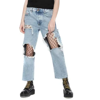 Diesel Straight-Jeans Diesel Aryel 0076N Damen Jeans Hose Straight blau W28