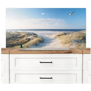 KitchenYeah Küchenrückwand Düne - Möwe - Strand - Meer - Sonne, (1-tlg), Küchenrückwand Platte, Spritzschutz, 120x60 cm 120 cm x 60 cm
