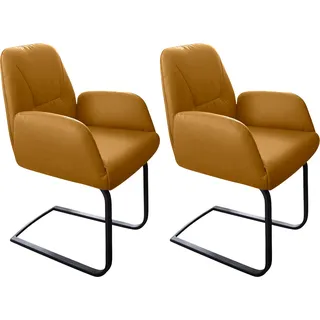 W.Schillig Freischwinger ole Leder gelb 2er Set