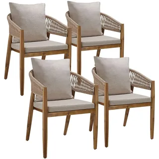 Tectake Manacor Gartenstuhl 4 St. 4 x 4 x 4 cm beige
