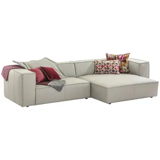 Chilliano Ecksofa around the block, Weiß, Kunststoff, Echtleder, Longlife-Leder, Uni, Füllung: Schaumstoff, Polyurethan (Pur), Ottomane rechts, nicht einzeln stellbar, L-Form, 300x164 cm, Goldenes M, Emas, Made in EU, Dgm, Wohnzimmer, Sofas & Couches, Wohnlandschaften, Ecksofas