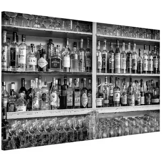 Bilderdepot24 Magnettafel Küche deko Bar Schwarz Weiß, (1-tlg., Magnetboard Pinnwand für die Wand - metallische Tafel für Magnete), Magnetwand groß mit Motiv modern Memoboard magnetisch Querformat schwarz 90 cm x 60 cm