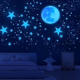 Leuchtsterne Kinderzimmer Leuchtsterne Selbstklebend 629 Stück Sternenhimmel Aufkleber Kinderzimmer Deko Sternenhimmel Kinderzimmer Junge Wandsticker Selbstklebend Mädchen Babyzimmer Deko, Blau