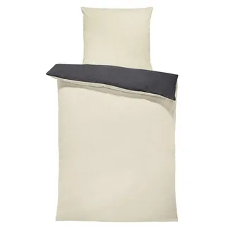 one-home Bettgarnitur Unifarben Beige 135 x 200 cm + 80 x 80 cm