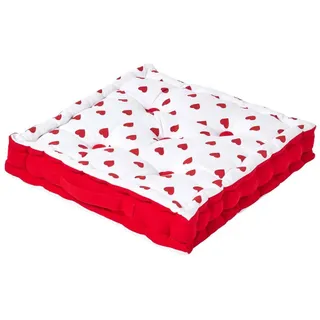 Homescapes Bodenkissen Rot Herzen 40 x 40 cm Rot