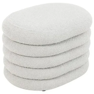 SVITA Sitzhocker BLOSSOM S, Pouf, Sitzbank, mit Stauraumfach, Bouclé-Bezug, bequeme Polsterung weiß
