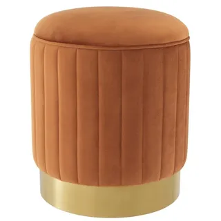 Casa Padrino Hocker Orange / Messing Ø 40 x H. 45 cm - Luxus Sitzhocker
