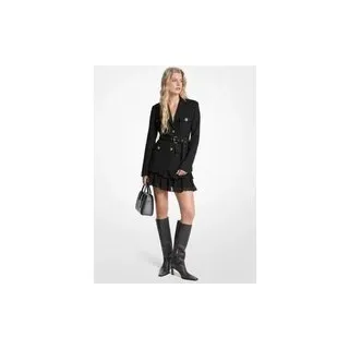 MK Blazer aus Stretch-Wollmischung mit Gürtel im Utility-Look - Schwarz - Michael Kors - EU 40