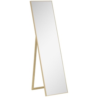 HOMCOM Standspiegel mit Ständer, freistehend, 40 x 150 cm, Natur (Set, 1-St., 1 Ankleidespiegel), gerahmter Ganzkörperspiegel braun|silberfarben