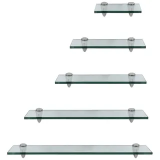 Clanmacy Wandregal Glasregal mit Halterung 20-60cm Glasboden Klarglas Glasscheibe