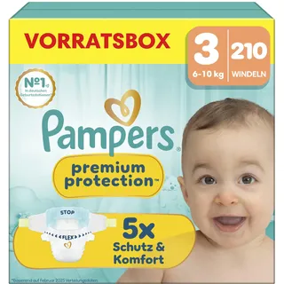 Pampers Premium Protection Größe 3, 210 Windeln, 6kg-10kg