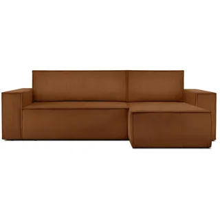 Konsimo Eckcouch Cordstoff 2-Sitzer Orange