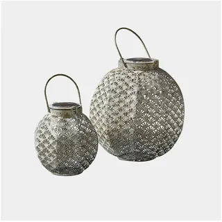 Mirabeau LED Laterne Solar-Laterne 2er Set Omirah antikgrau grau
