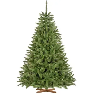 Fairytrees Künstlicher Weihnachtsbaum FT01, Fichte Natur, mit grünem Stamm und Echtholz Baumständer grün 180 cm