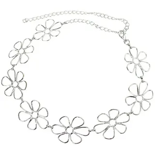 FRONHOFER Kettengürtel Damen Metall (1-St) Blumen, breit, fürs Kleid silberfarben