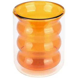 NDNCZDHC 200 Ml Glas-Kaffeetassen, Doppelwandig, Dreidimensionale Spiralglas-Tassen, Hitzebeständige Glas-Teetassen Für Latte-Cappuccino-Tee(Gelb)