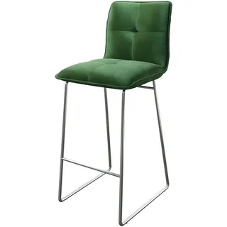 DELIFE Barhocker Maddy-Flex, Kufengestell Edelstahl Samt Grün grün 43 cm x 106 cm x 52 cm